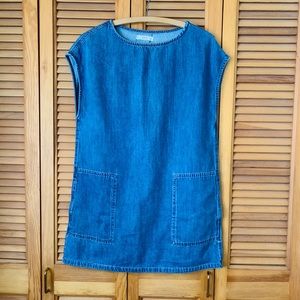 Mango cap sleeve denim loose mini dress/top